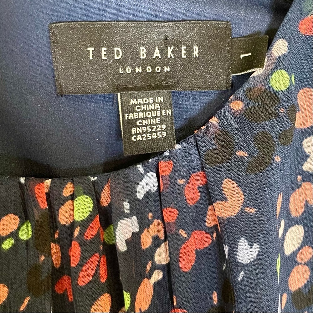 Ted Baker Coraal Midi Dress Navy Heart Print Sleeveless US 4 - Picture 13 of 13